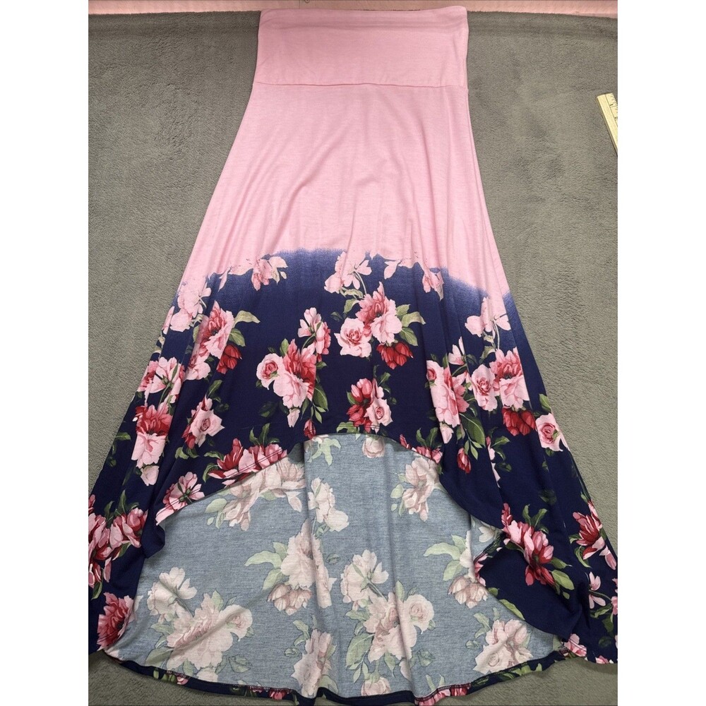 Lularoe Women Dress S Pink Floral Print Cotton Blend Off Shoulder Hi low Midi